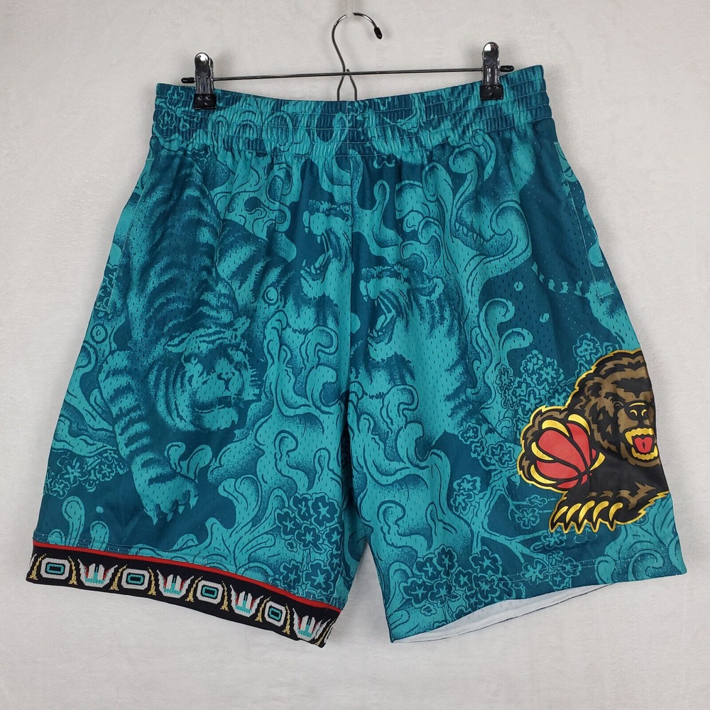Memphis Grizzlies Mitchell & Ness NBA Large Jersey Shorts CNY Tiger Teal New - Picture 2 of 6